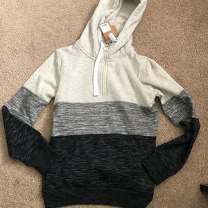 Esstive Ultra Soft Fleece Tri-Color Block 1/4 Zip-Up Pullover Hoodie Sweatshirt